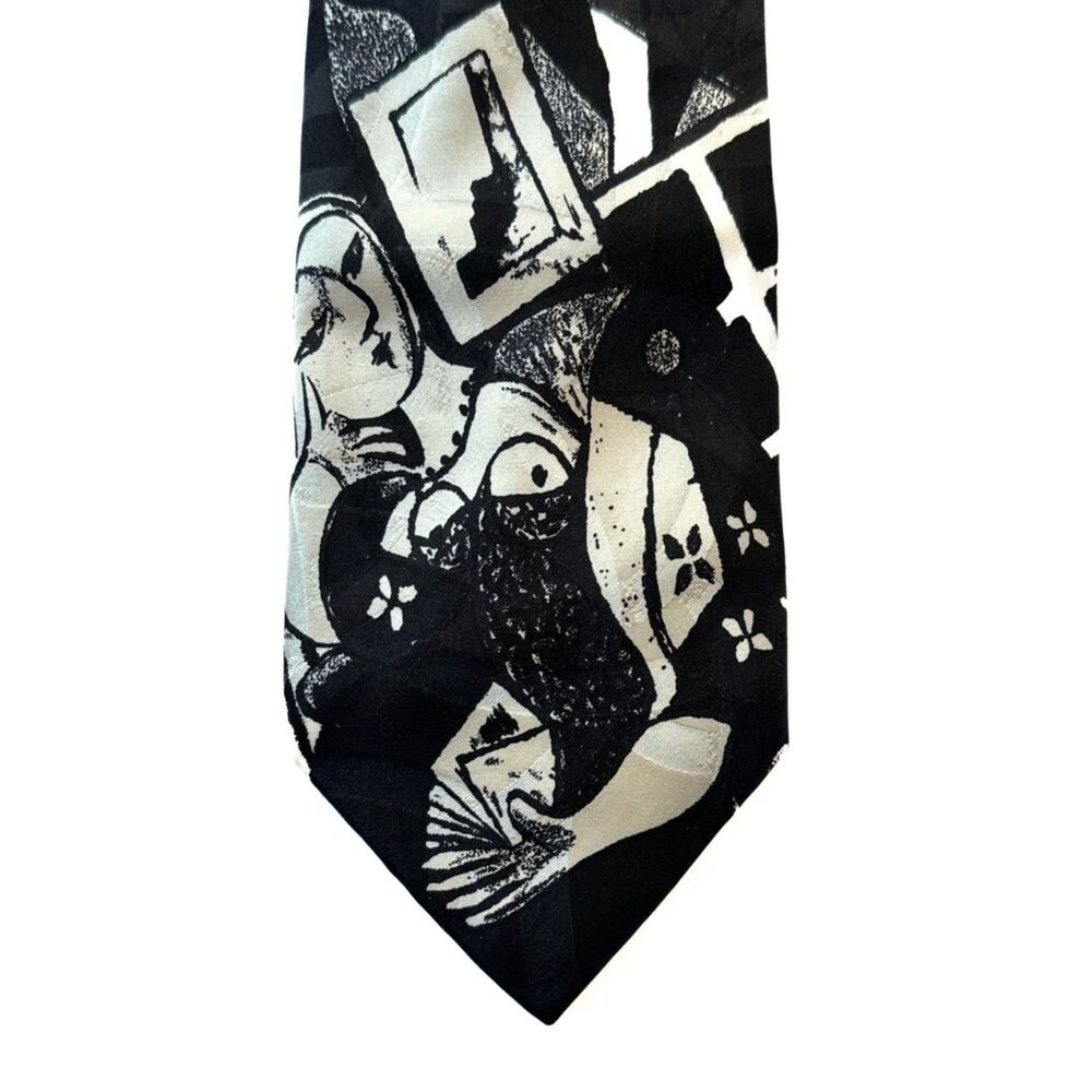 Stefano Milano Rare Vintage Tie Grayscale Female Bosom